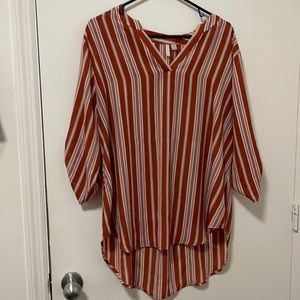 Burnt Orange & White Stripped Dress Shirt